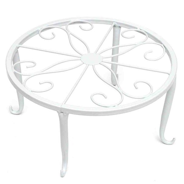 Wrought Iron Pot Plant Stand Flower Shelf Rack Holder Indoor Garden Display WHITE COLOR_voghion.com