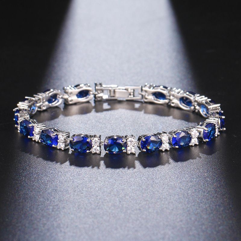 Women's Jewelry Elegant Oval Zircon Bracelet In Multiple Colors, Hypoallergenic Copper Rhodium Plated, Minimalist Fashion For Wedding & Party Gifts_voghion.com