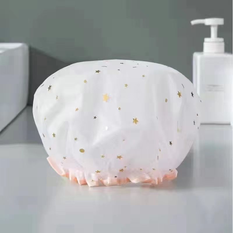 【2386 Positive Reviews】Double Layer Waterproof New Model Bathing Shower Cap For Women Makeup Kitchen Oil Stproof_voghion.com