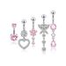 Set di gioielli da piercing all'ombelico in acciaio inossidabile da 5 pezzi in stile europeo e americano con zirconi a forma di cuore_voghion.com