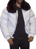 Men's clothing pu fur collar short coat cotton-padded jacket_voghion.com