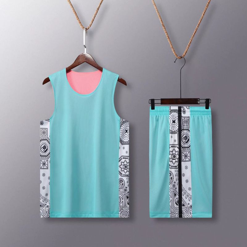 Double sided basketball suit, men's loose fitting sportswear, student personalized team uniform, printed vest,_voghion.com