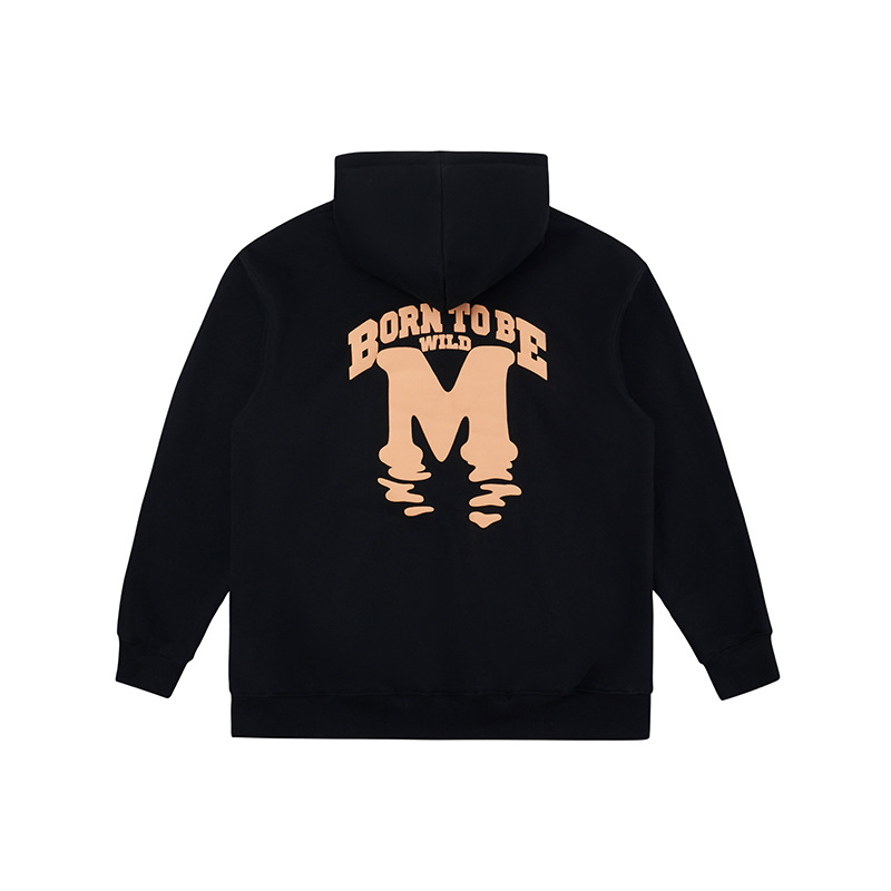 Felpa con cappuccio stampata con parola M in schiuma da uomo, autunno e inverno, marchio di moda, felpa con cappuccio larga_voghion.com