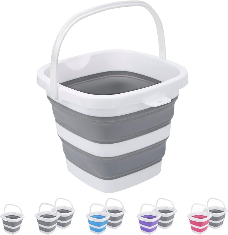 Collapsible Bucket, 5L 1.3Gallon For Household Outdoor Car Washing Tub Plastic Foldable Portable Camping Beach Sand Water Pot Pail Space Saving Square_voghion.com
