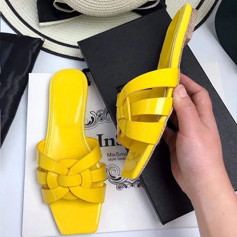 Slides Women's Slippers L Top Layer Cowhide Classic One-Word Sandals High Quality_voghion.com