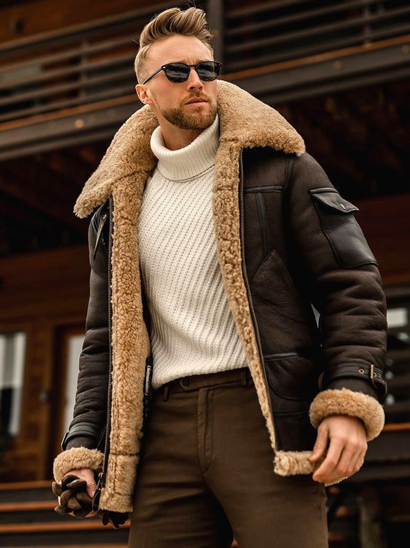 Ropa de hombre Chaqueta gruesa integrada de piel Abrigo de invierno para hombre Nuevos productos_voghion.com