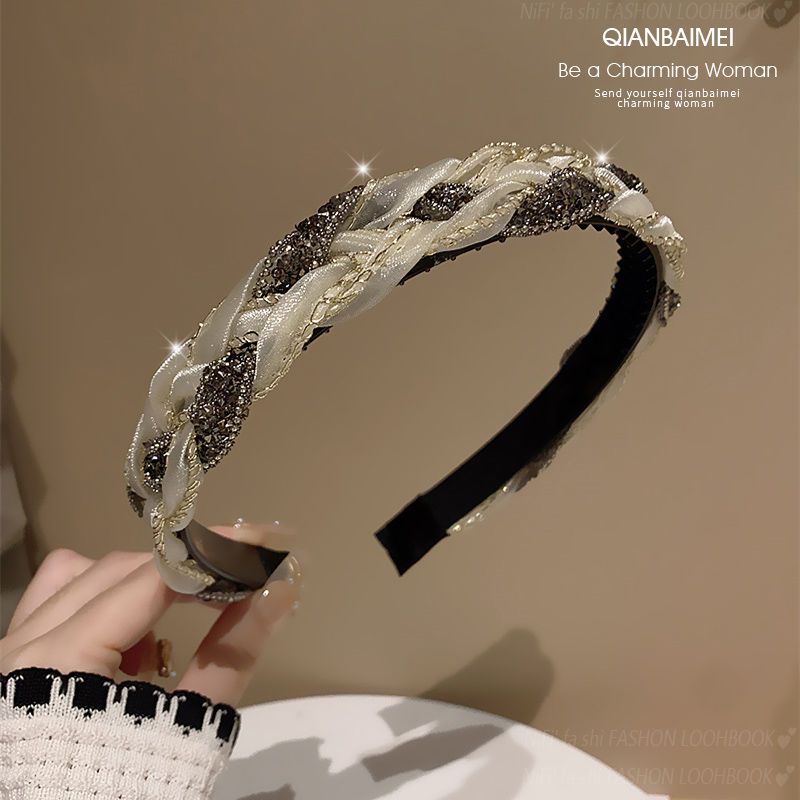 【 Hot Selling In Store 】 Korean Version Of Light Luxury Rhinestone Fine Headband Women's Pressed With Teeth Anti Slip_voghion.com