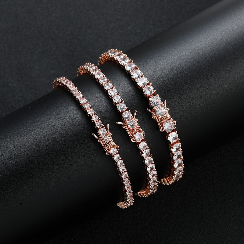 Bracciale da tennis in oro rosa e bianco da 3 mm, 4 mm e 5 mm, con micro zirconi intarsiati in rame, per donna, gioielli Hip Hop_voghion.com