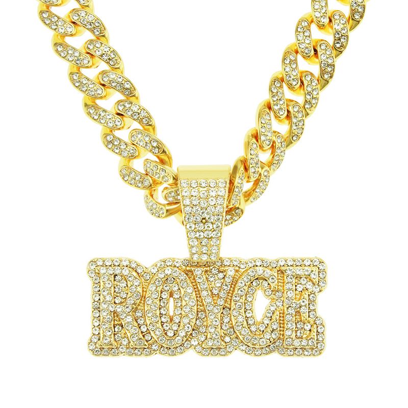 Mannen Vrouwen Hip Hop ROYCE Brief Hanger Ketting Iced Out Crystal Miami Cubaanse Ketting Choker Hip Hop Sieraden_voghion.com