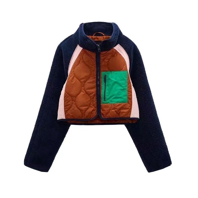 Women's 2024 autumn/winter fleece patchwork short jacket_voghion.com