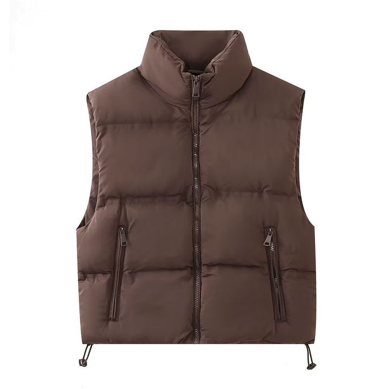 Vêtements pour femmes 2024 été nouveau gilet court léger à col montant avec fermeture éclair_voghion.com