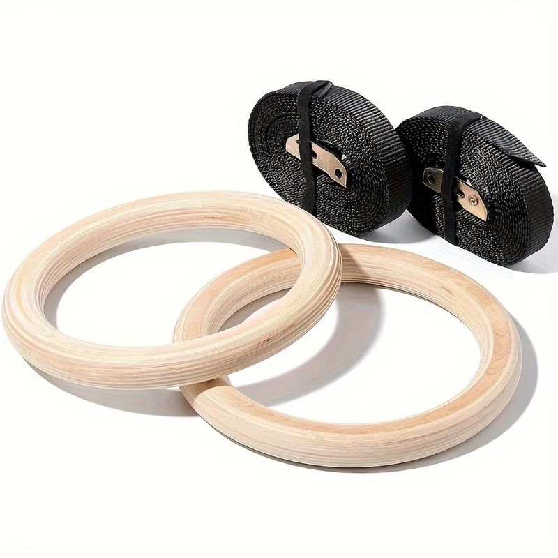 1pair New Wooden 28mm 32mm Exercise Fitness Gymnastic Rings Gym Exercise Pull Ups Muscle Ups_voghion.com