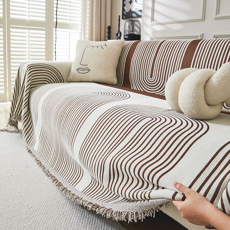 Hochwertiger Sofabezug aus Chenille mit geometrischem Design – moderner gestreifter Couchschutz für 3-Sitzer-Sofa, mehrere Größen und Farben_voghion.com