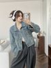 Aiyixuan Short Denim Jacket, Women's Early Autumn New Design, Slimming Long Sleeved Jacket Top_voghion.com
