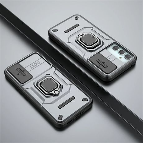 Slide Camera Protect Armor Phone Case For Samsung Galaxy A55 A25 A35 A15 5G Magnet Holder Ring Cover For A14 A24 A34 A54 A13_voghion.com