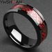 Domineering Man Red Green Carbon Fiber Black Dragon Inlay Comfort Fit Stainless steel Rings for Men Wedding Band Ring_voghion.com