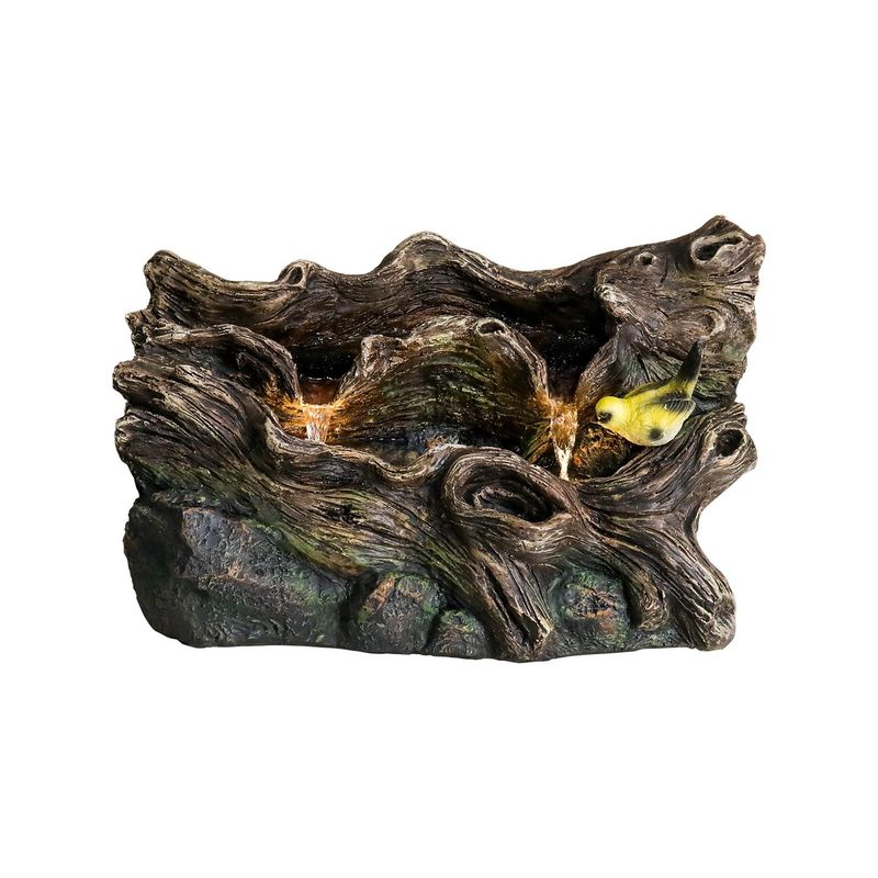 Outdoor Garden Water Fountain - Modern Tree Trunk Waterfalls Fountains With LED Lights & Pump For Patio Yard Porch Pool Decor_voghion.com