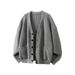 Autumn And Winter Men's New Lazy Style V Neck Knitted Sweater Couple Loose Versatile Cardigan Large Size Jacket_voghion.com