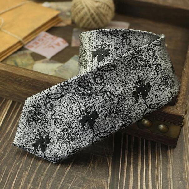 Cravatta da uomo in seta di gelso alla moda, stile coreano, per studenti, versione stretta, casual, versatile, 6 cm, con personalità di Cupido_voghion.com