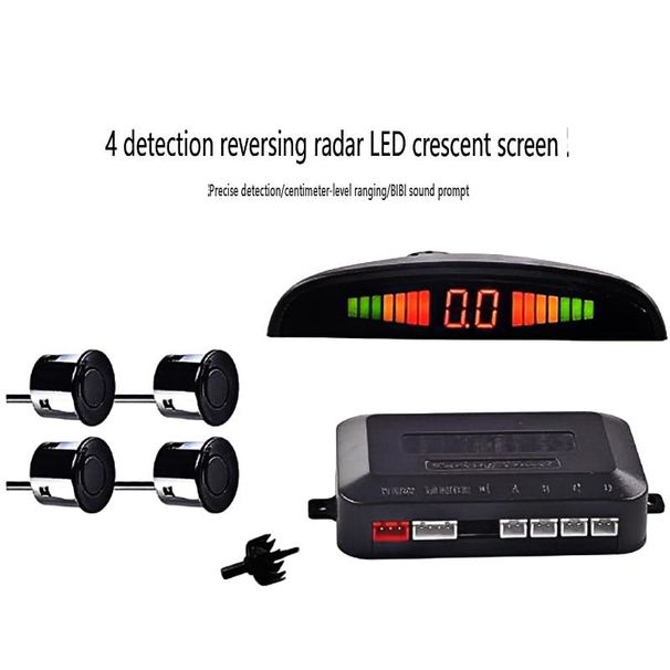 4-Sensor LED Crescent Parking Radar System With Digital Voice Alerts - Universal Rear Bumper Parking Assistant For Cars/SUV_voghion.com