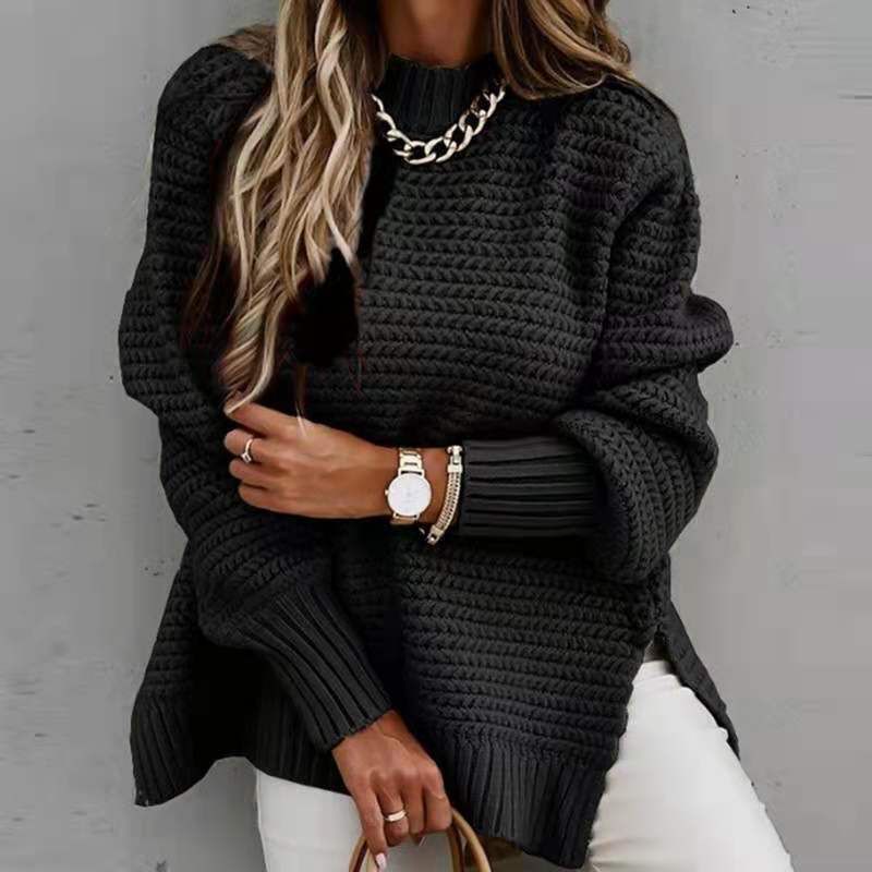Herbst und Winter lockerer und lässiger langärmliger dicker Strickpullover für Damen_voghion.com