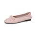 Square Head Shallow Mouth Ballet Flats Women's Bow French Single Shoes Soft-soled Grandma Shoes_voghion.com