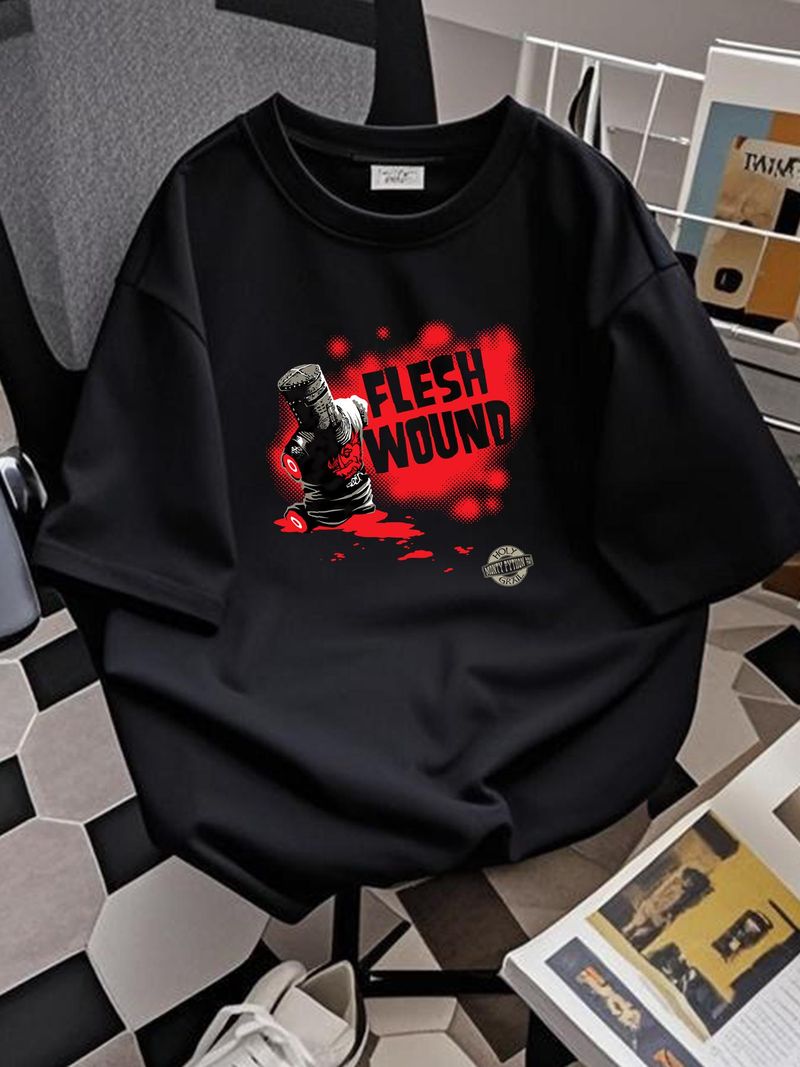 KOSZULKA MONTY PYTHON-FLESH WOUND-2 Sd M-L-XL-XXL-3X-4X-5X-6X „odgryź sobie nogi” Letnie ubrania projektantów oddychające graficzne ubrania uliczne uniwersalne_voghion.com