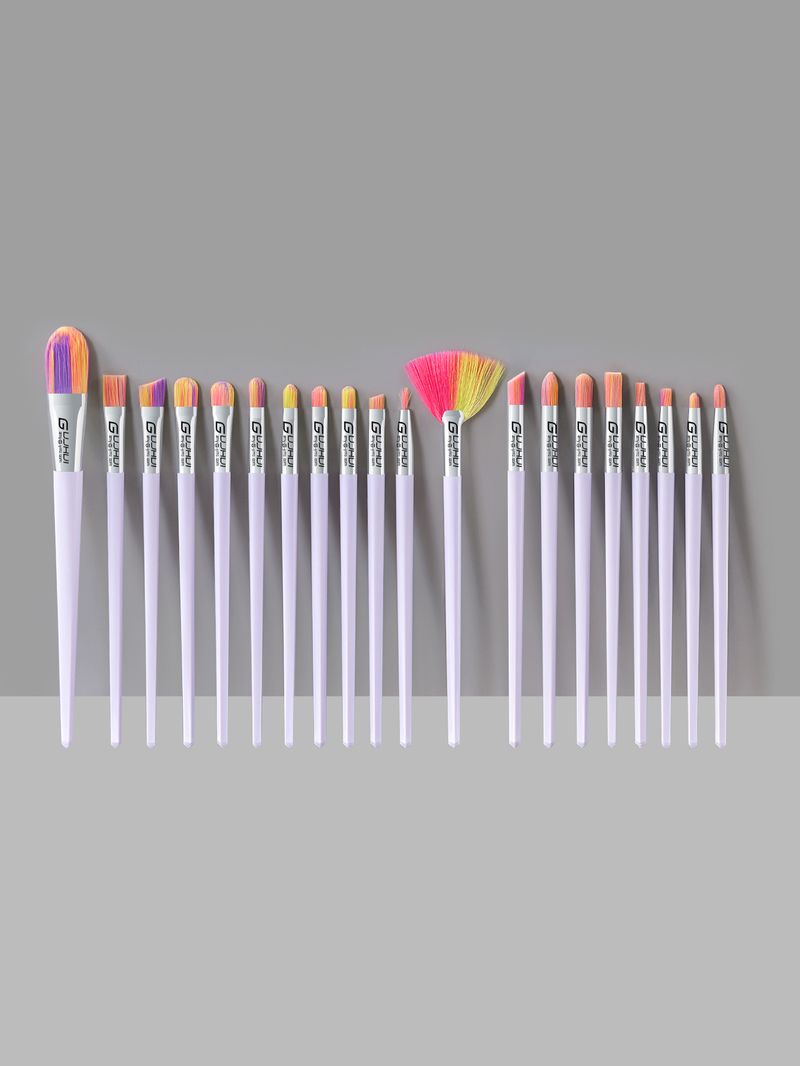20 pcs light purple unicorn handle makeup brush set including blush brush and powder brush GUJHUI factory direct sales_voghion.com