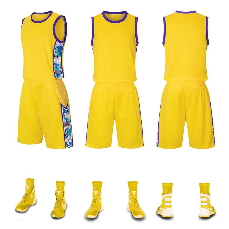 Ensemble de combinaison de basket-ball imprimé pour hommes, sport d'été, séchage rapide, Kits d'équipe de compétition pour étudiants, maillot pour camp d'entraînement, 2023_voghion.com