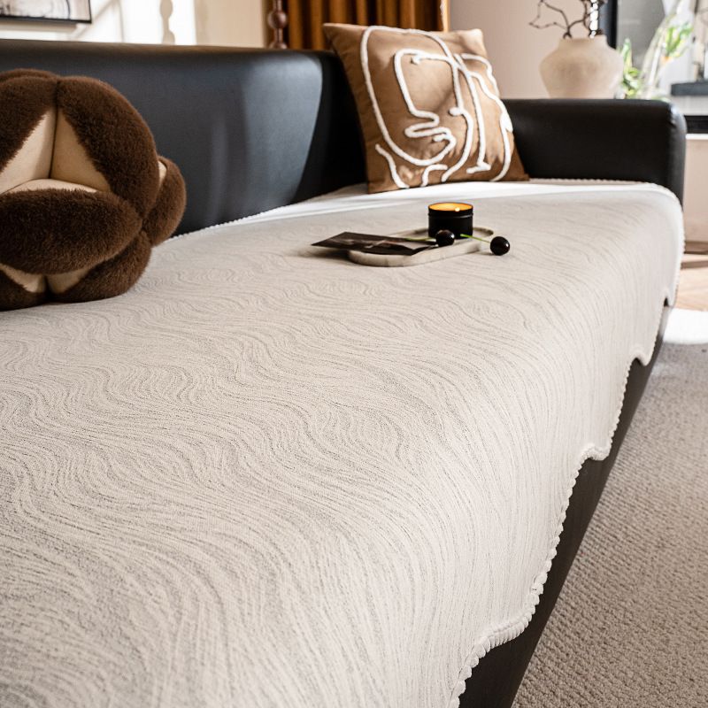 Chenille One-Piece Sectional Sofa Covers – Custom Fit For L-Shaped & Curved Couches (Non-Slip, Breathable, Modern Striped Design)_voghion.com