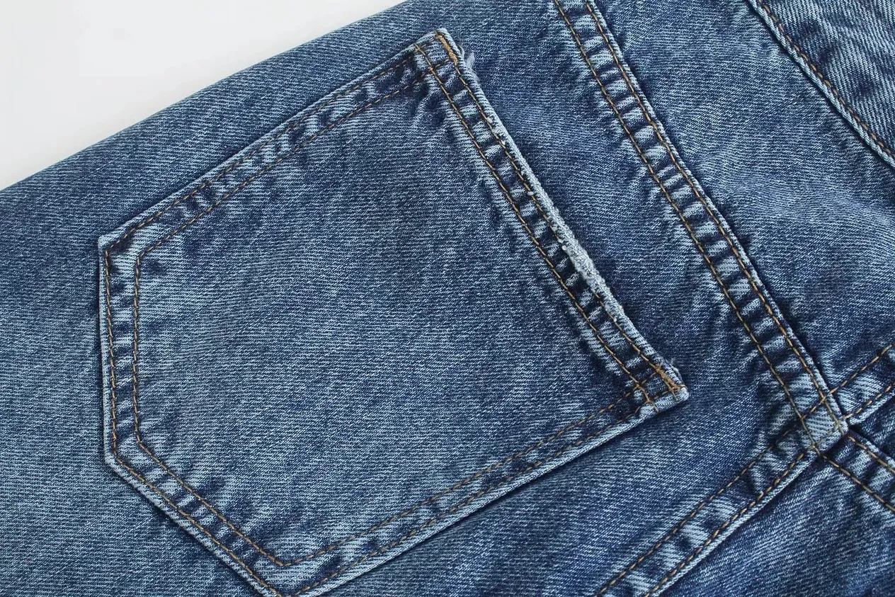 Sieviešu pavasara jauna brīva versija džinsa bikses ar augstu vidukli brīvi ikdienas džinsi_voghion.com