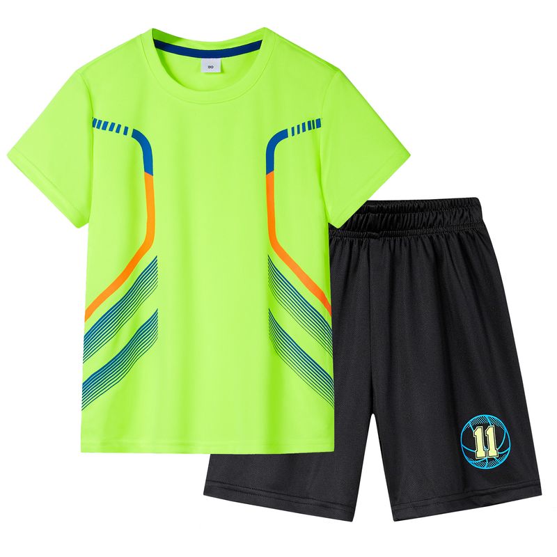 Kids Clothing Boys' summer children's suit outdoor quick-drying short-sleeved stretch T-shirt stretch elastic shorts sports suit_voghion.com