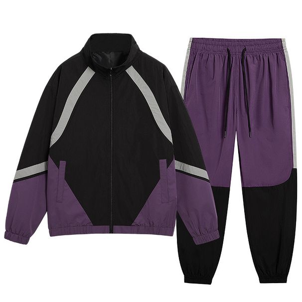 Vêtements pour hommes, costume de sport décontracté, printemps et automne, veste à col montant, sweat-shirt rayé à la mode, vêtements de sport pour jeunes, ensemble complet cool et beau_voghion.com