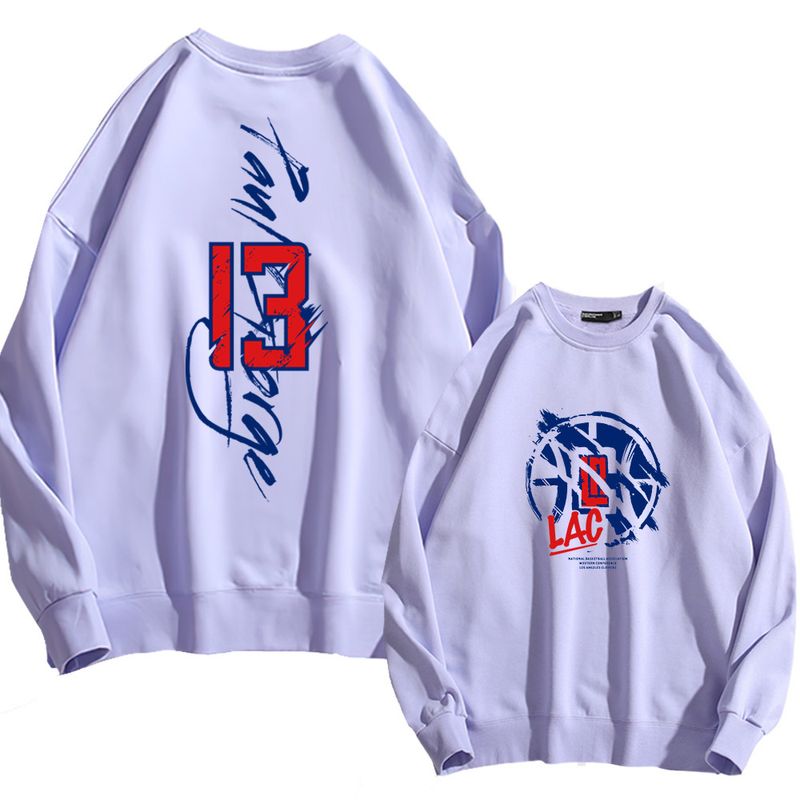 Maglietta girocollo a maniche lunghe con stampa fronte-retro "Basketball Scratchy" taglia 13 per uomo e donna, stesso stile_voghion.com