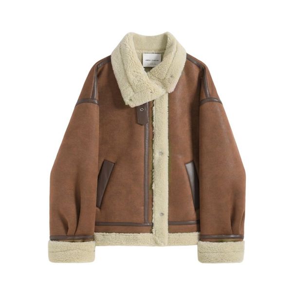 Veloursmantel fir Fraen, 2023 Hierscht-Wanter nei em, Lämmchewoll locker an déck koreanesch Versioun Pelz integréiert Motorrad_voghion.com