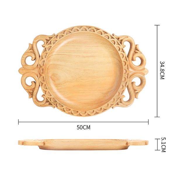 Tablett aus Massivholz für gebratenes Lammfleisch aus der Inneren Mongolei – Traditioneller kasachischer Fleischteller für muslimische Feste im Freien (große Servierplatte im mongolischen Stil)_voghion.com
