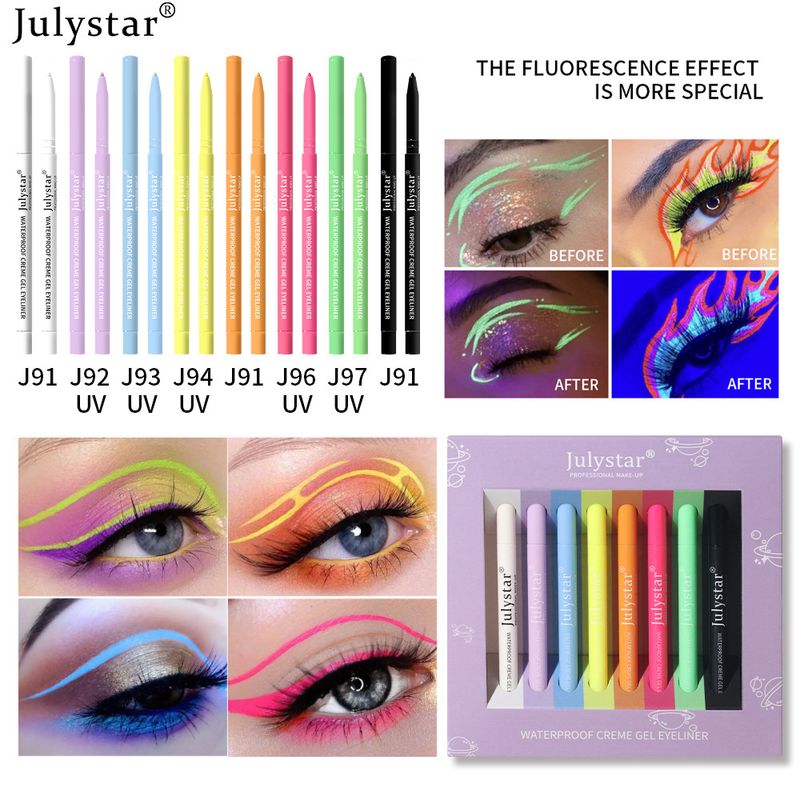 Julystar fluorescent color waterproof eyeliner gel_voghion.com