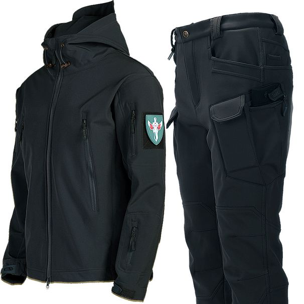 Herrenbekleidungsanzug Herren Winter Warm Plus Samt Softshell-Kleidung Hosen Angeln Skifahren Bergsteigen Kleidung Kältefeste Fleecejacke_voghion.com
