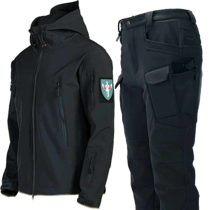 Veste d'extérieur costume hommes hiver chaud plus velours soft shell vêtements pantalon pêche ski alpinisme vêtements veste polaire résistante au froid_voghion.com