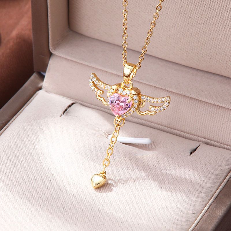 Ámor szív nyaklánc angyalszárnyak szerelem fülke kulcscsont születésnapi barátnő ajándék_voghion.com