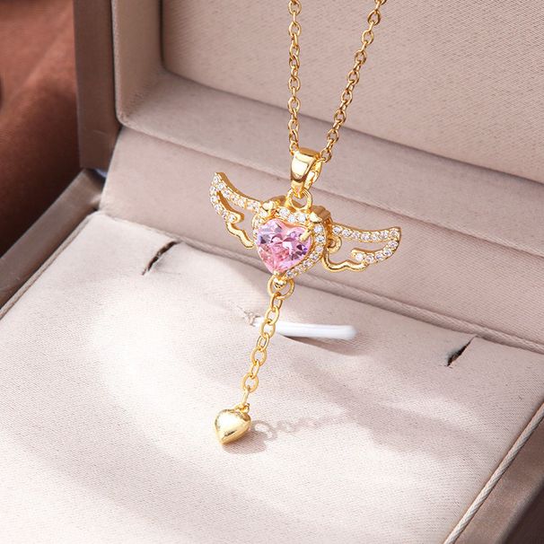 Ámor szív nyaklánc angyalszárnyak szerelem fülke kulcscsont születésnapi barátnő ajándék_voghion.com