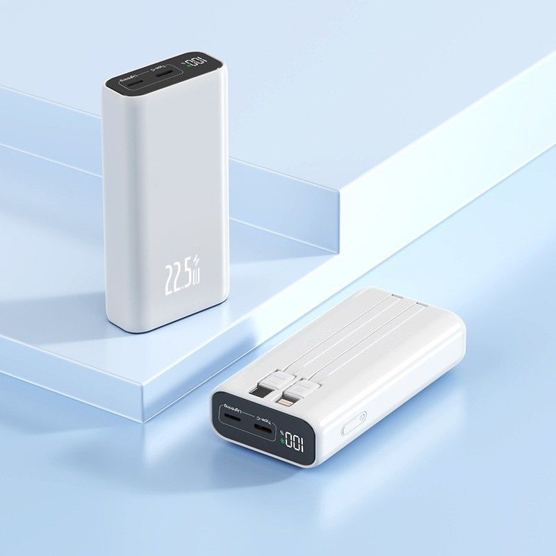 20000mAh Power Bank With Built-in Cable & Digital Display, 22.5W Fast Charging, Gradient Color Design, Portable External Battery_voghion.com