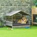 Wicker Dog House Outdoor With Canopy, Rattan Dog Bed With Water-resistant Cushion, For Small And Medium Dogs, Cream_voghion.com