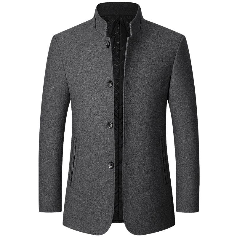 2023 Autumn and Winter New Middle Aged Men's Jacket Woolen Woolen Coat Standing Collar Woolen Coat Casual Men's Wear_voghion.com