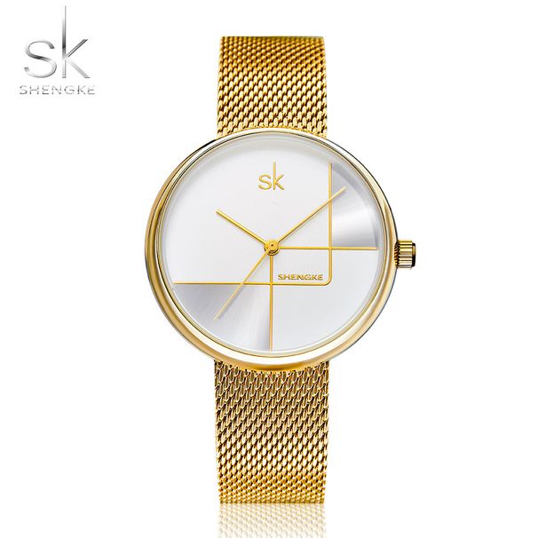 SK Damenuhr – Modisch, schlicht, individuell, geometrisches Design – Quarzuhr mit Mesh-Armband – Hersteller: Internationaler Markt 0105_voghion.com