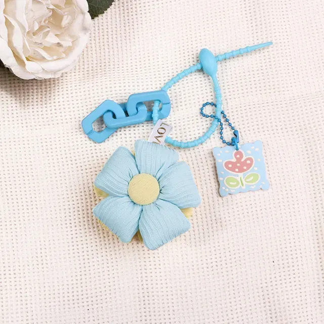 INS Cartoon Fabric Flowers Key Chains Fashion Stuffed Keyring For Women Girl Bag Pendant Charms Car Keychain Gift_voghion.com