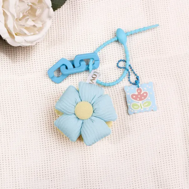 INS Cartoon Fabric Flowers Key Chains Fashion Stuffed Keyring For Women Girl Bag Pendant Charms Car Keychain Gift_voghion.com
