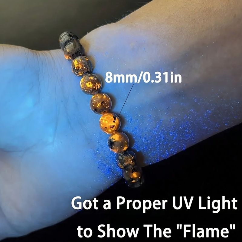 Bracciale unisex in stile rock fatto a mano con pietra fiamma luminosa UV_voghion.com
