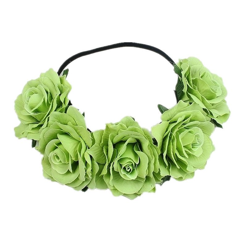 Cerchietto con anello di rosa, accessorio per capelli bohémien per feste di Halloween, fascia elastica per capelli con fiori_voghion.com