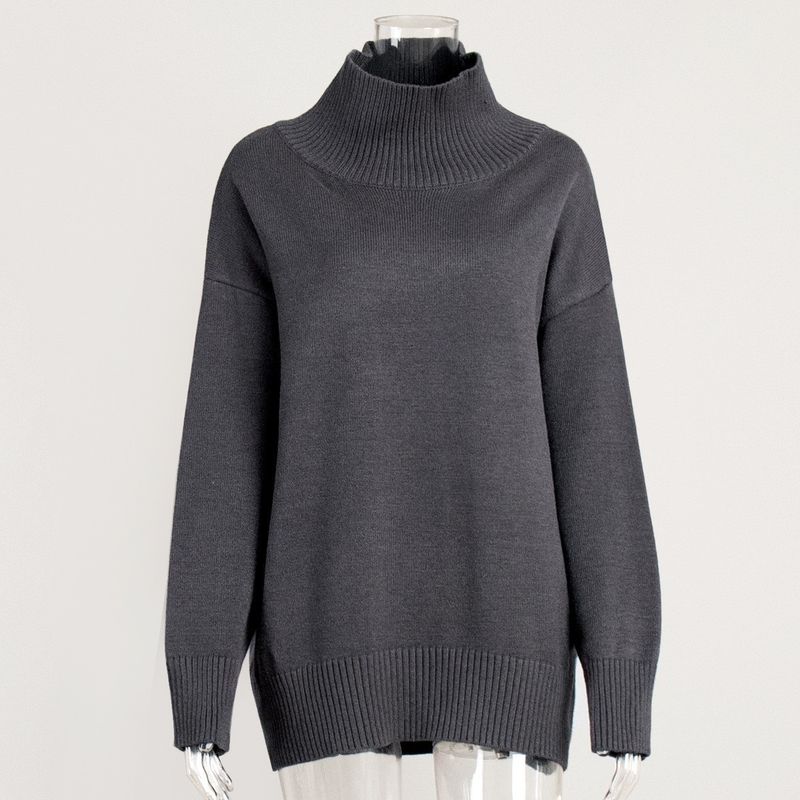 girl 2025 Autumn Winter New High Neck Loose Sweater For Women Lazy Style Basic Multi-color Pullover Knitwear Wholesale_voghion.com